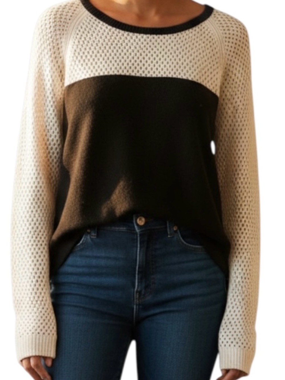 Funsport Mesh & Lightweight Knit Black & White Long Sleeve Size Medium